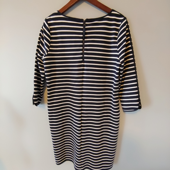 Land's End Navy Blue & White Stripped Shift Dress. - Picture 7 of 12